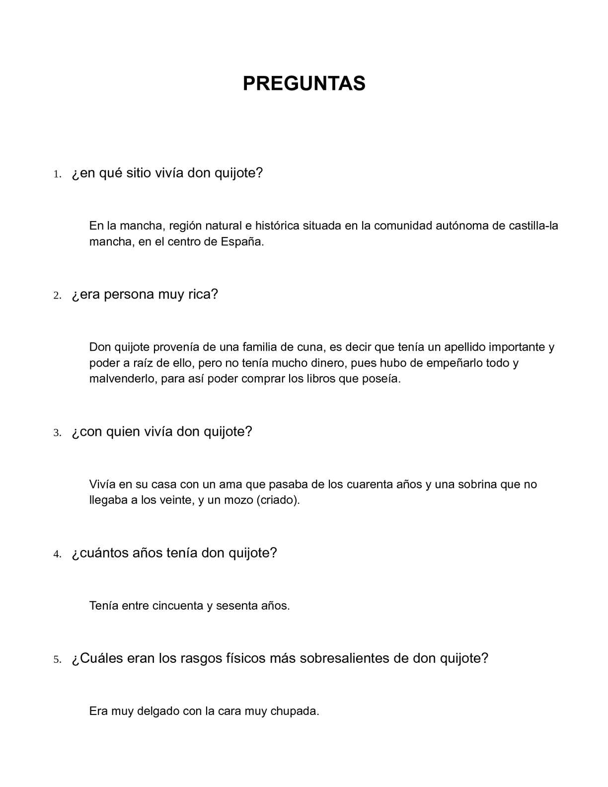 100 Preguntas Del Quijote
