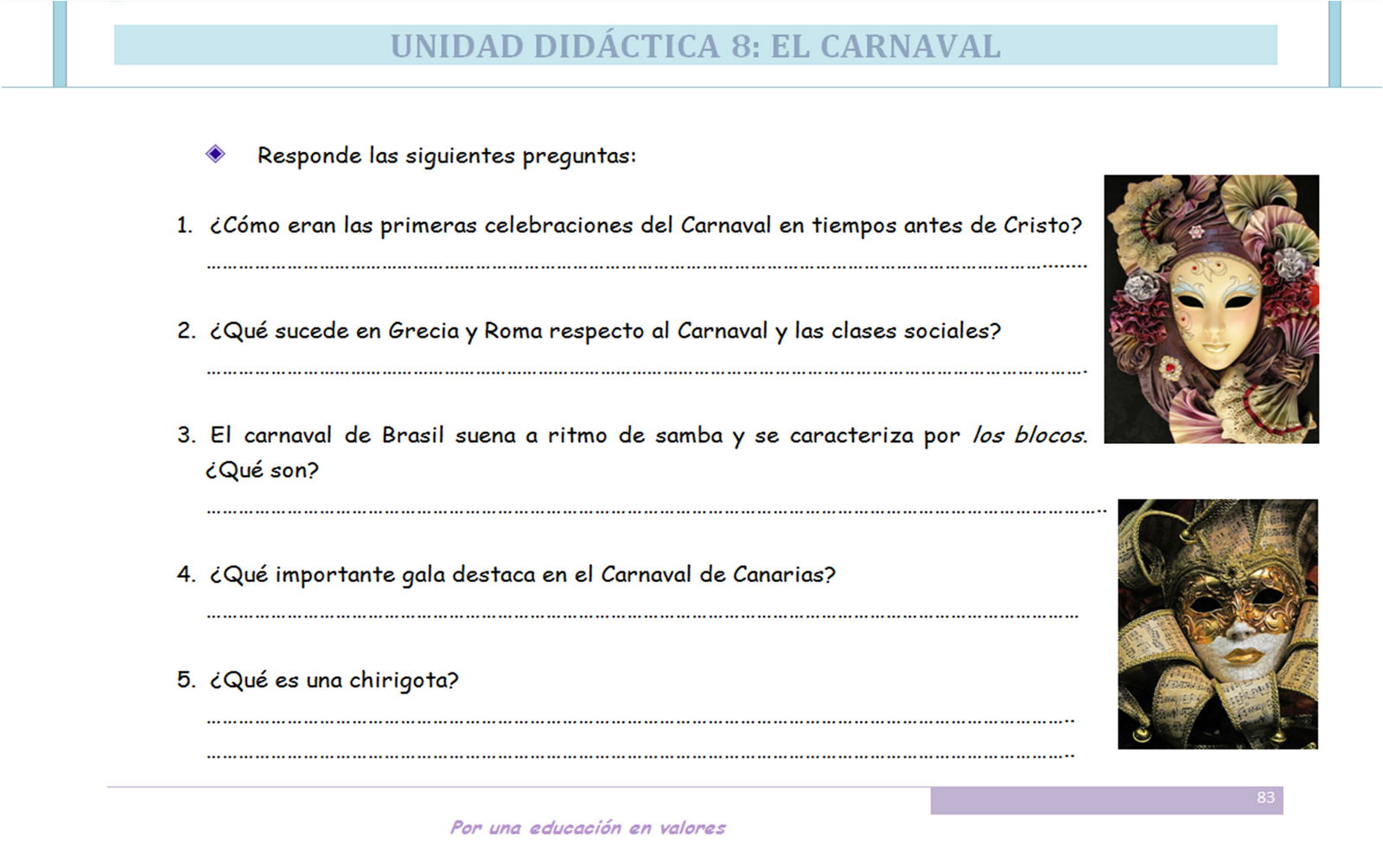 100 Preguntas Sobre El Carnaval
